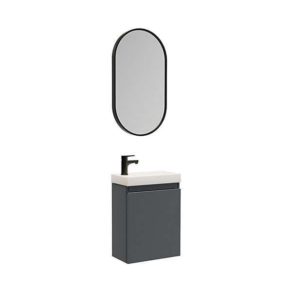 Meuble lave-mains LISA   miroir ovale