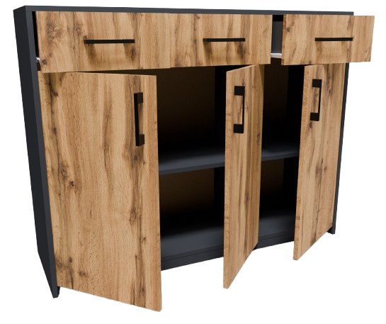 Komoda szafka 3D3S GRAFIT-WOTAN 110cm 3 szuflady ROB