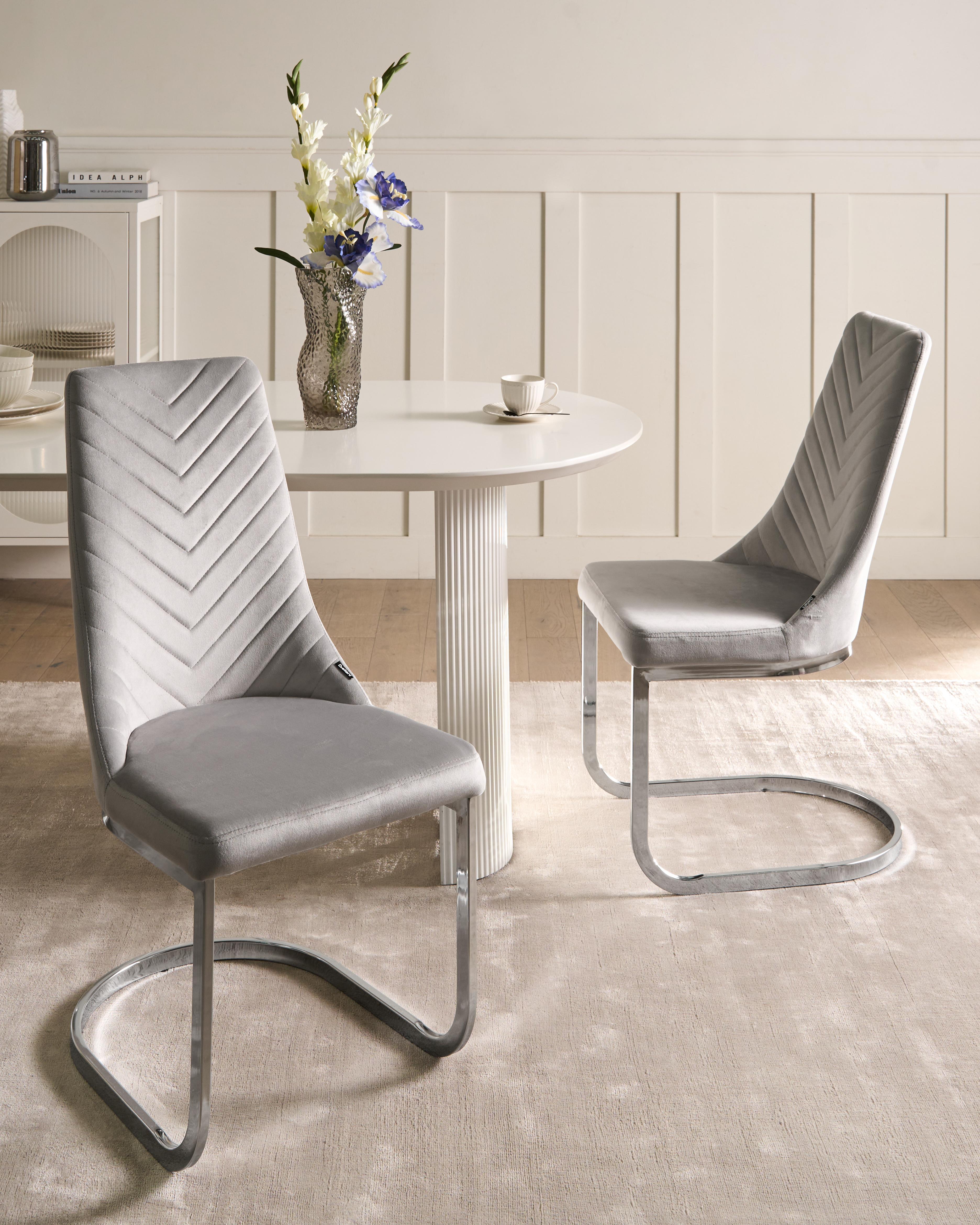 Set of 2 Dining Chairs ALTOONA Velvet Grey