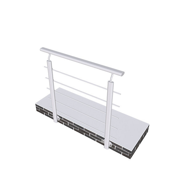 Garde-corps - Pour intérieur et extérieur - Aluminium argenté - Avec 5 traverses et 1 main courante - 100cm -Fixation latérale