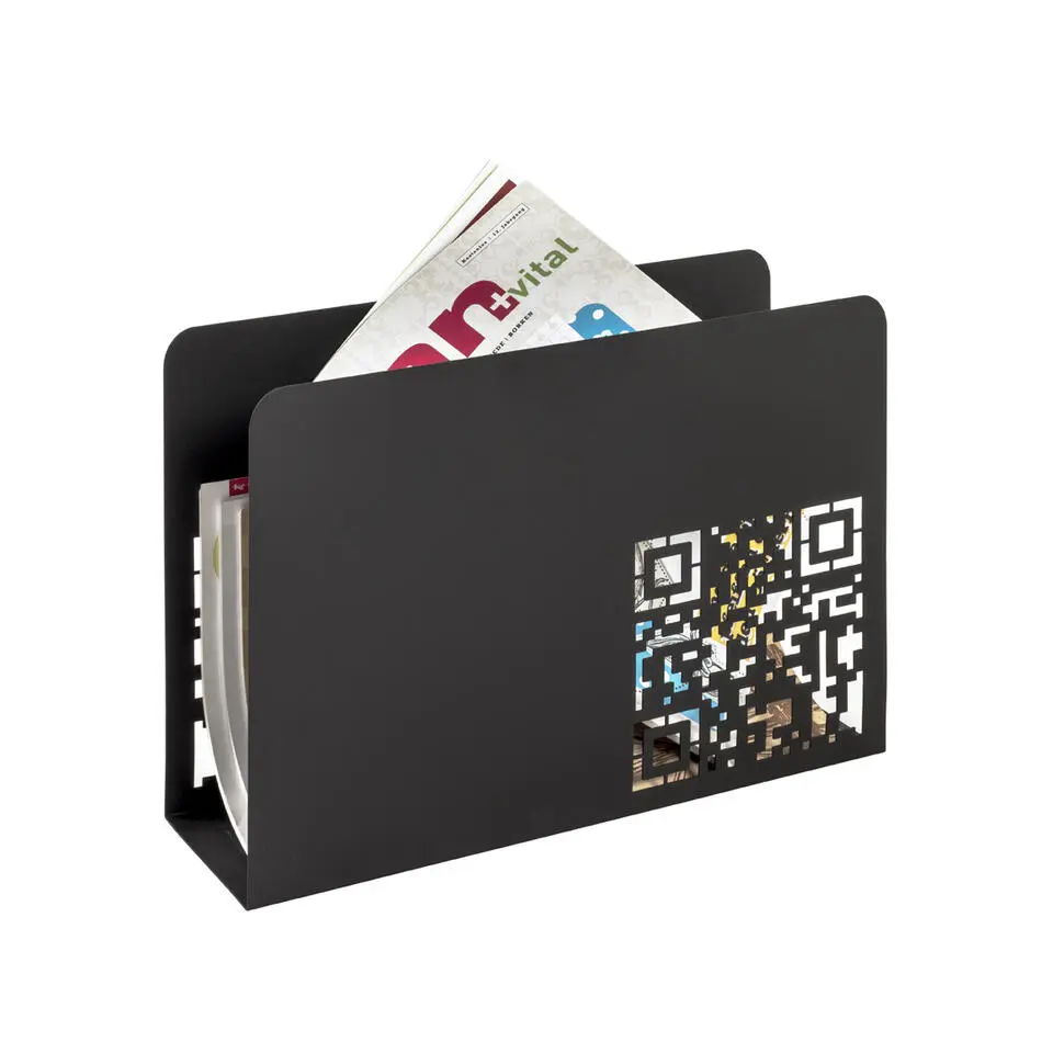 Tijdschriftenrek - 35 x 10 x 26 cm - Zwart, QR-codeontwerp