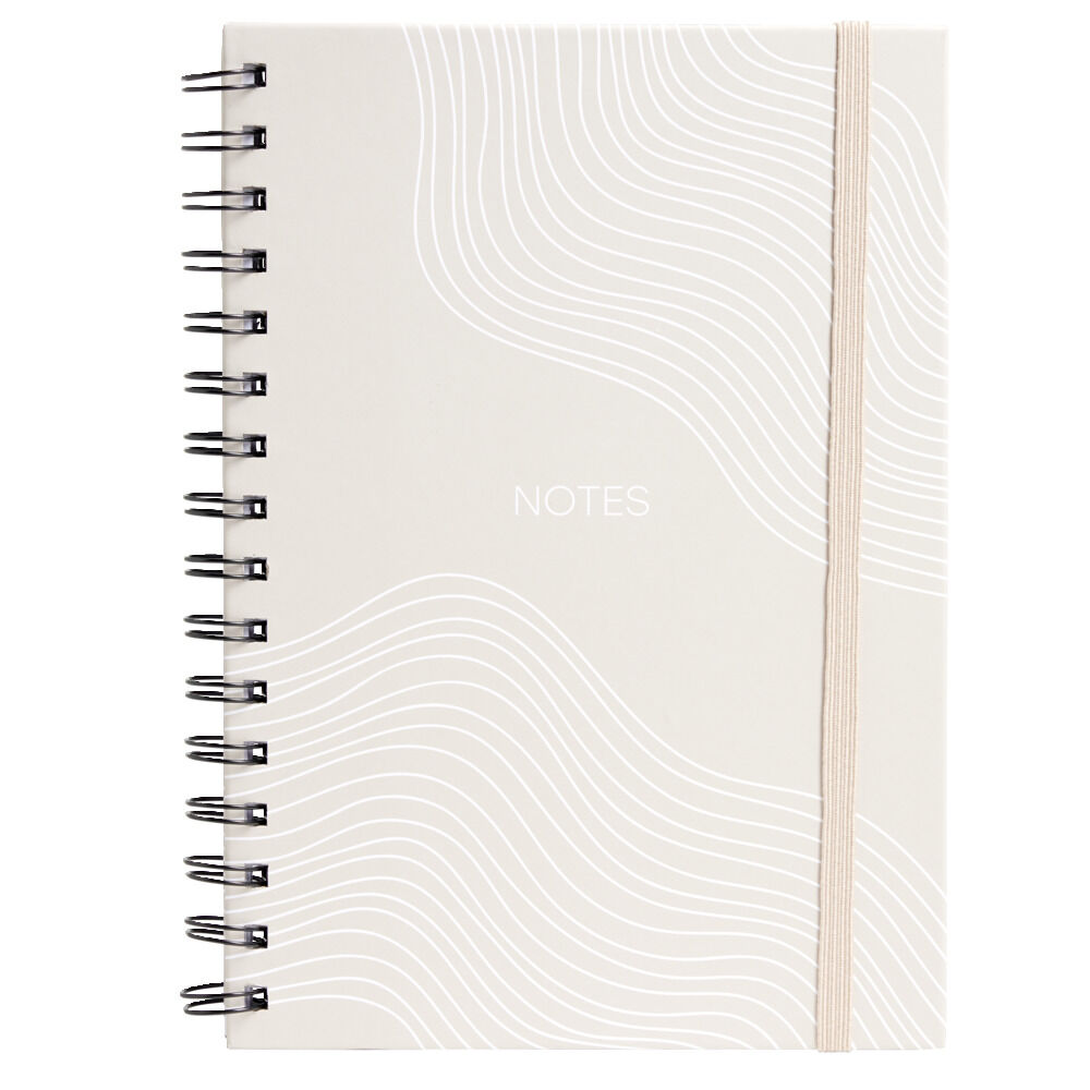 Carnet spirale A5 avec élastique 15x21cm couverture sable 160 pages
