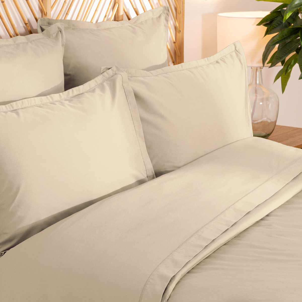 Fitted sheet, percale Beige, 160x200 cm