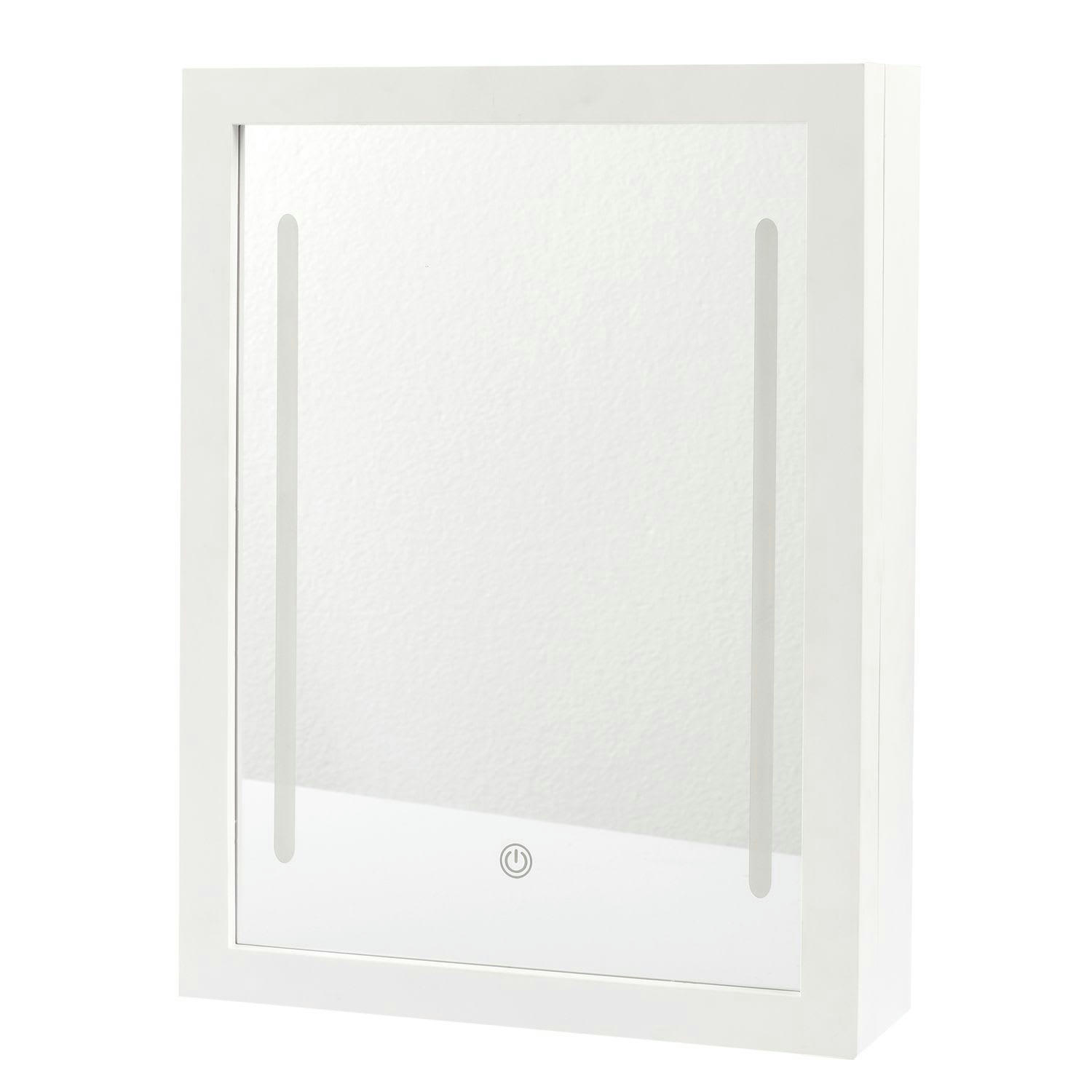 - Rangement mural avec miroir led blanc