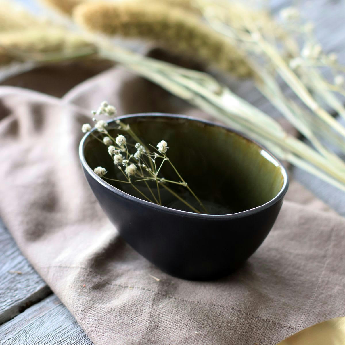 META - Lot de 6 mini coupelles en grès vert 10cm