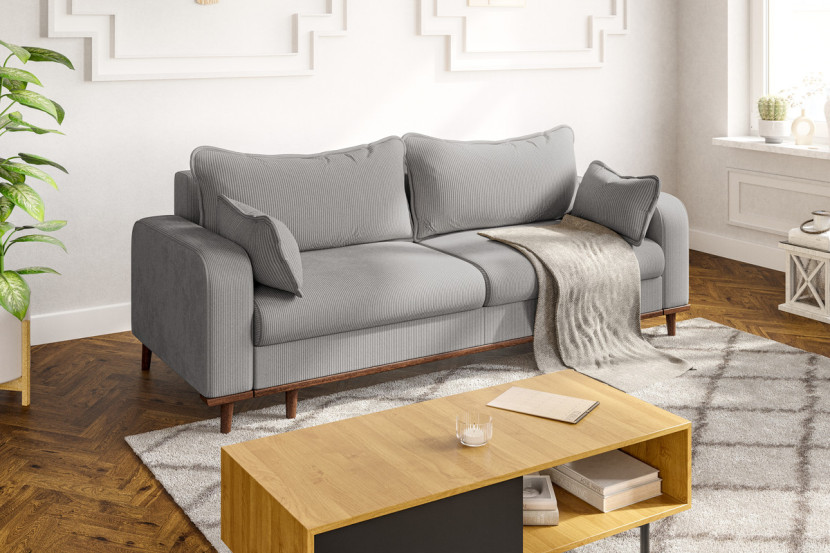 Ropez Beata sofa z funkcją wysokie nóżki sztruks szary