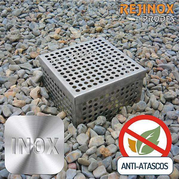 Pack Anti-Bouchage : Cadre Pare-Gravier 180x180mm   Grille Plate Inox 188x188mm. Pour toitures inversées, terrasses, jardins...
