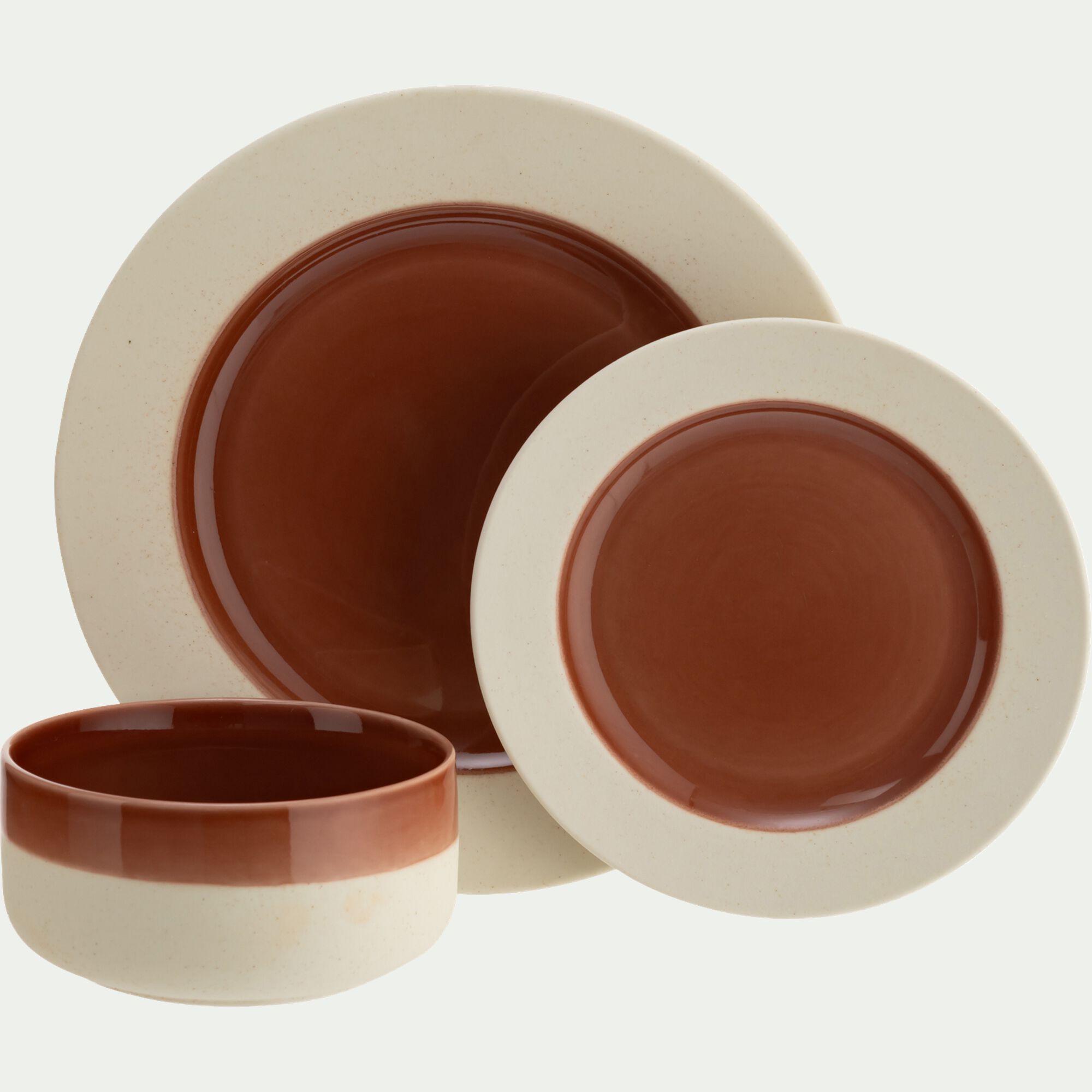 TROIA - Assiette à dessert en grès D20cm - terracotta