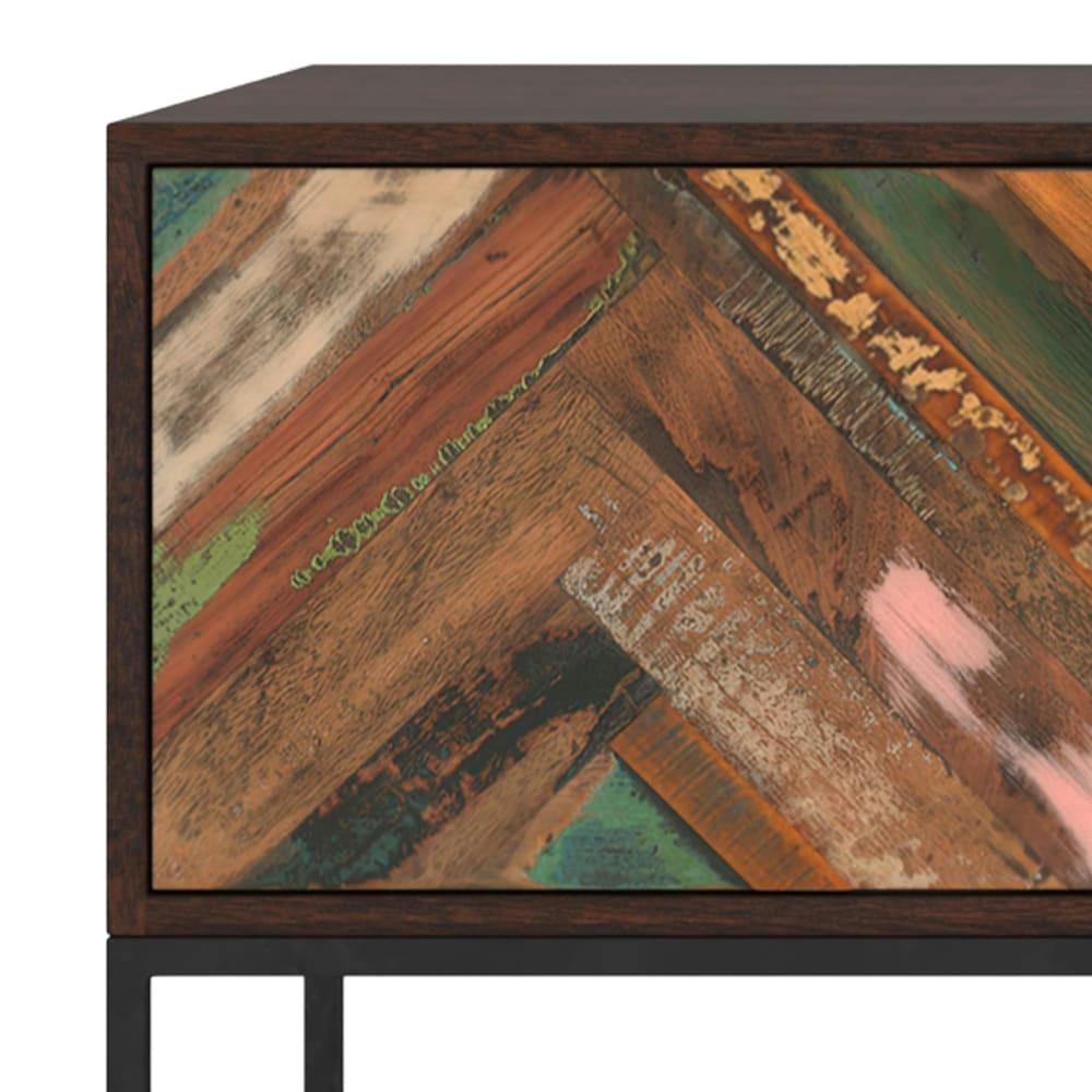 KRABI - Meuble TV en bois d'acacia et bois recyclé 145 cm