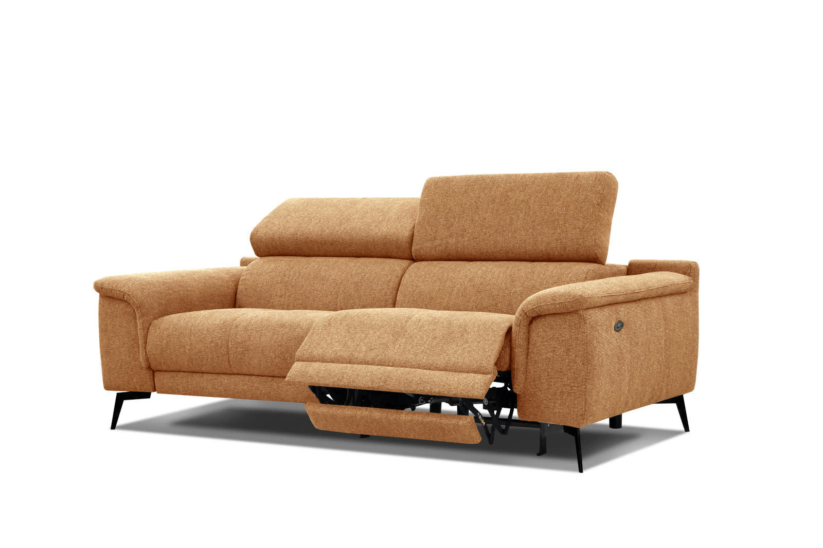 FIERO - Canapé 3 places XXL avec une relax électrique côté droit tissu orange