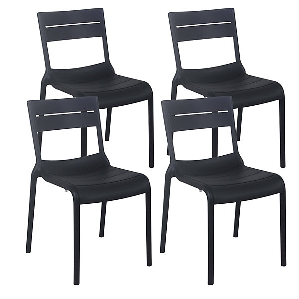 Lot de 4 chaises de terrasse en plastique noiresOviala