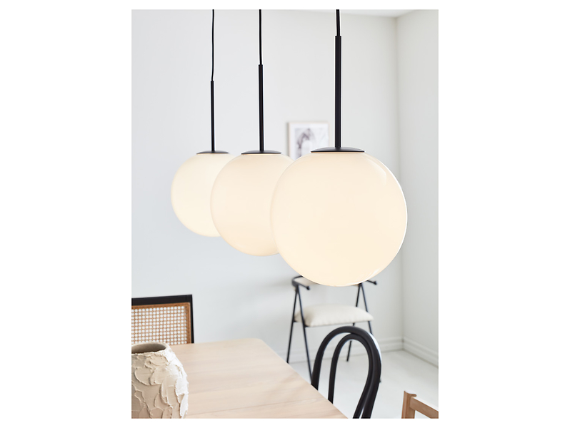 Lampa wisząca Dione 3-punktowa szklana biało-czarna