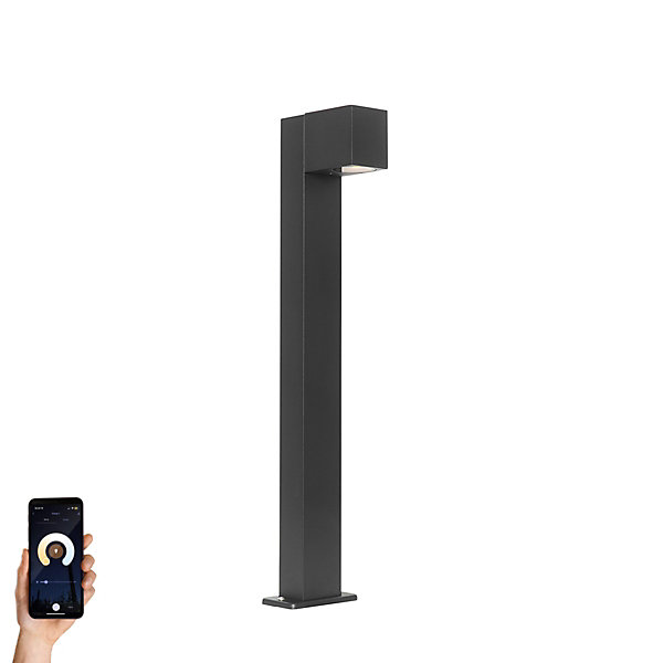 Lampe d'extérieur sur pied intelligente noire 65 cm IP44 avec Wifi GU10 - Baleno