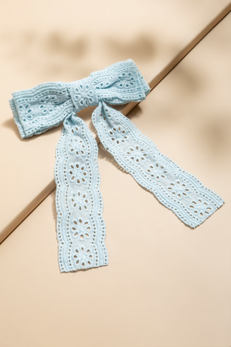 Cassandra Embroidered Bow Hair Barrette