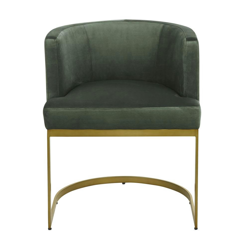 Requiem - Fauteuil en velours kaki et pied en métal