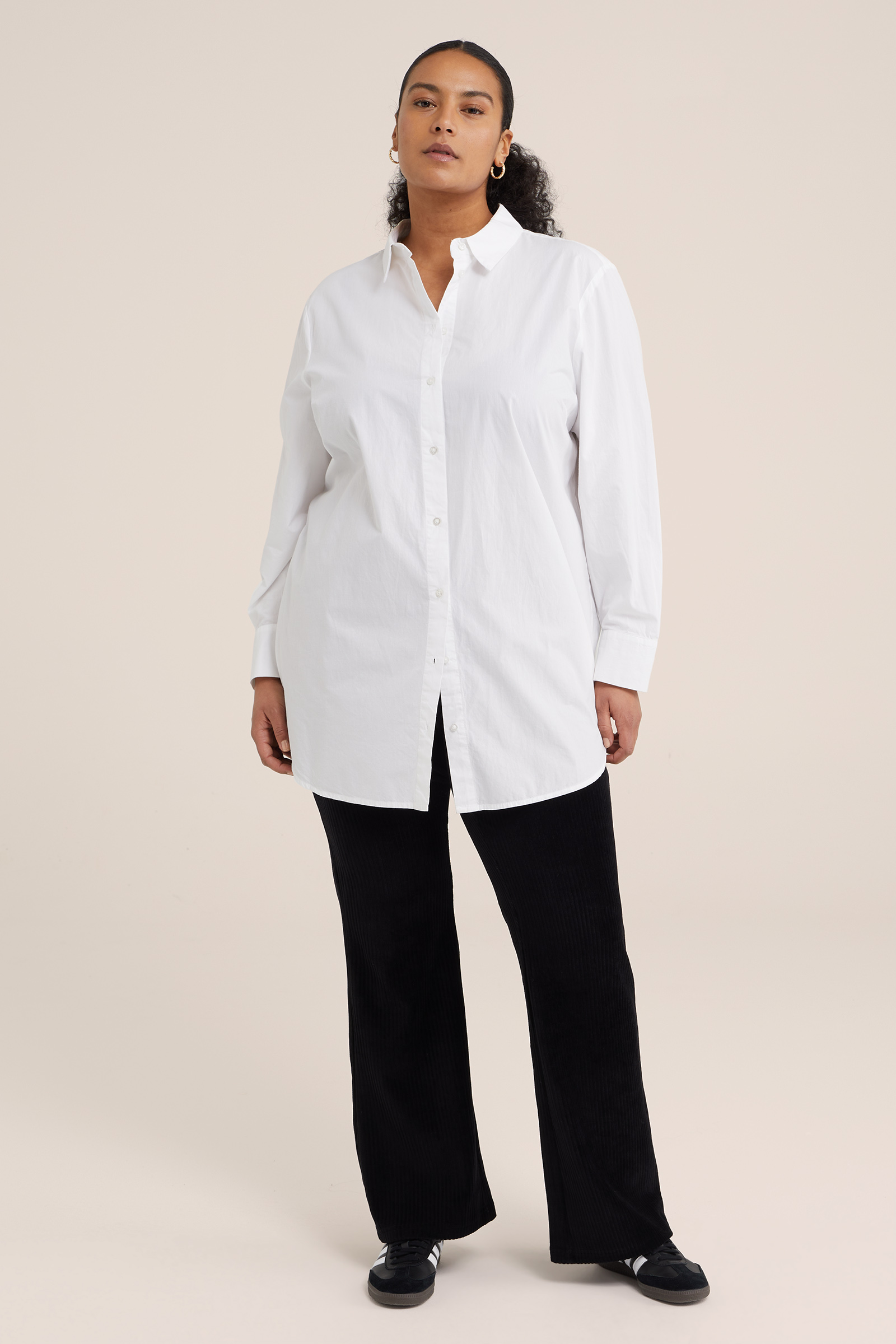 Dames flared legging van ribstof - Curve