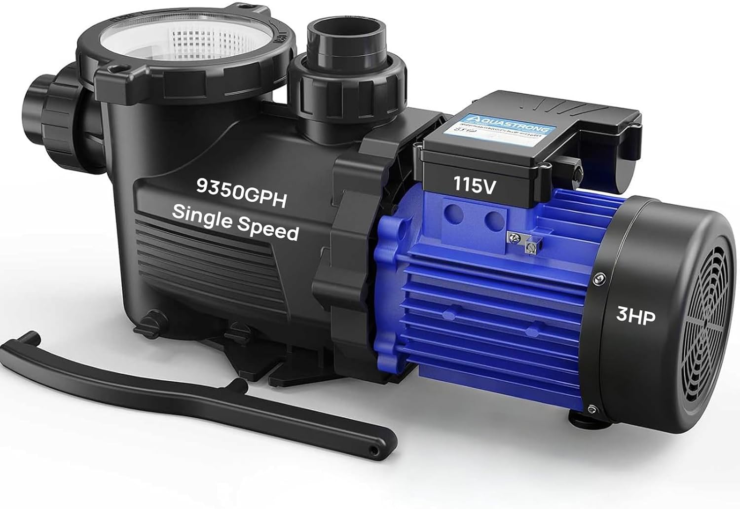 Aquastrong In/Above Ground Pool Pump High Flow Self Primming Swimming Pool Pump Charcoal Black