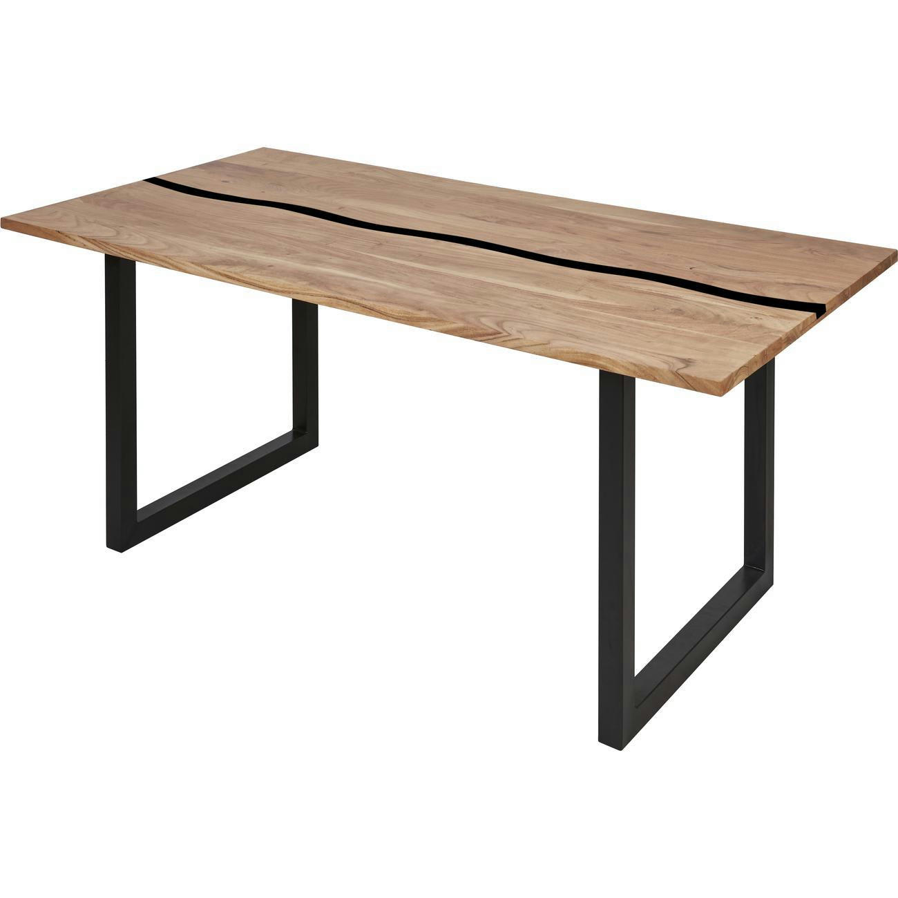 WAVE - Table à manger en Acacia Massif 8 personnes Marron