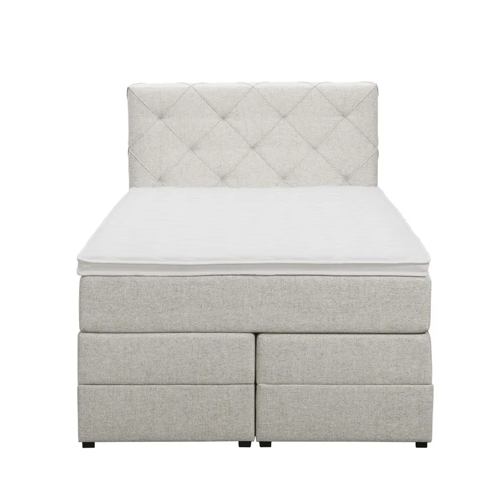 Boxspring met opbergruimte Liv geruit - ecru - 120x200 cm