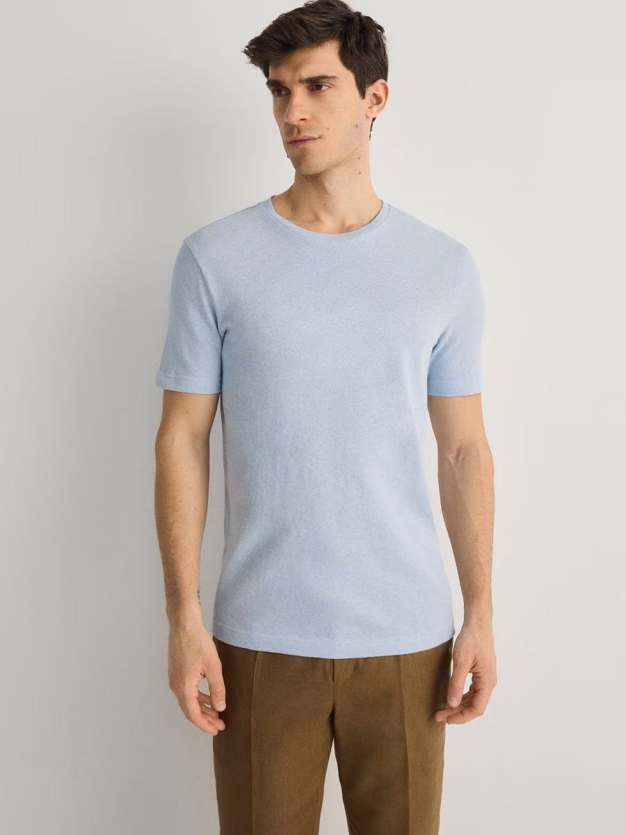 Regular Fit T-Shirt With Linen Blend