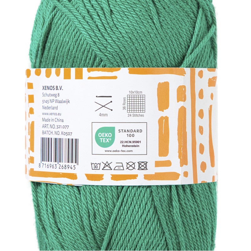 Garen katoen - groen - 50 gram - 125 meter