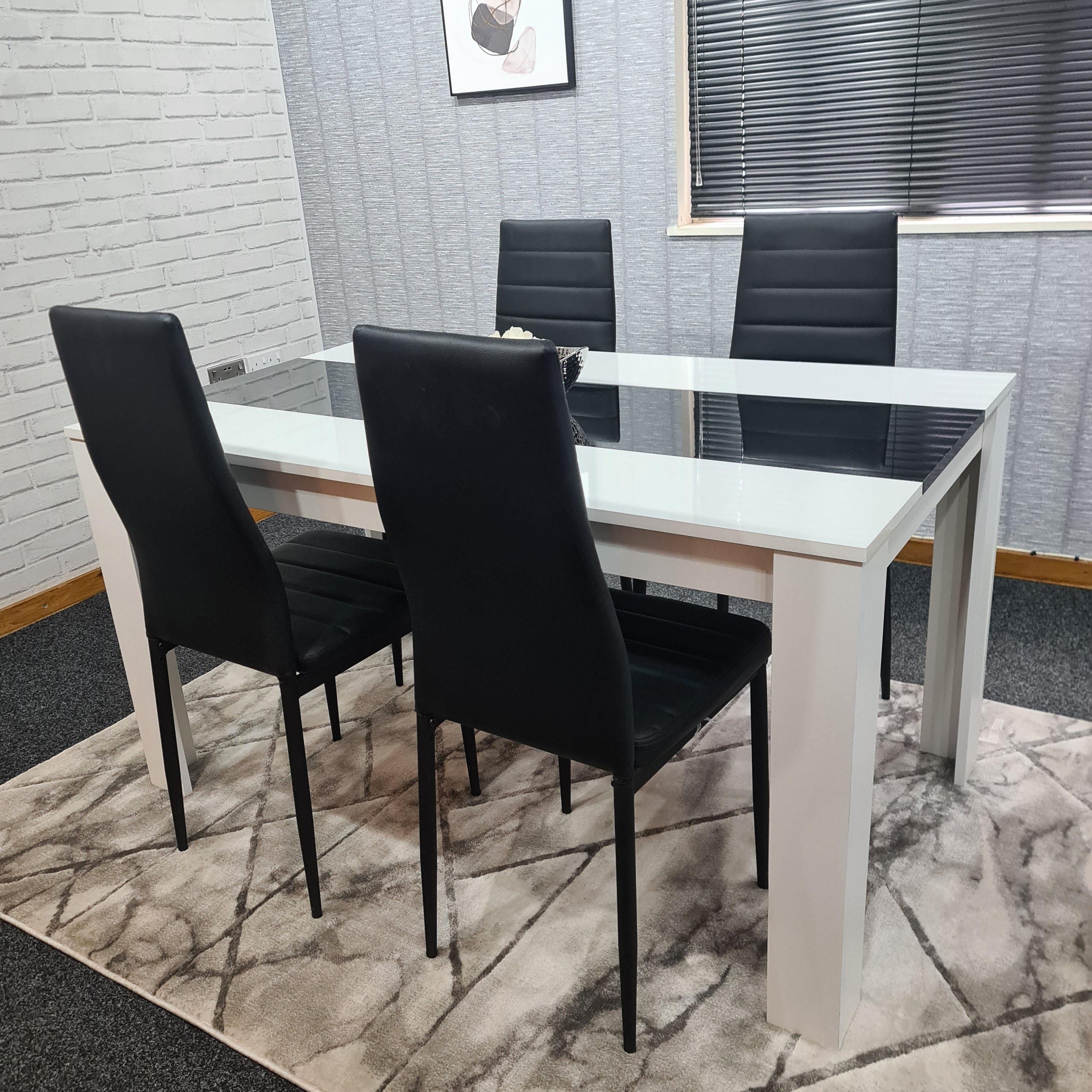 KOSY KOALA Kosy Koala Modern Dining Table Set With 4 Black Chairs Dining Room Furniture