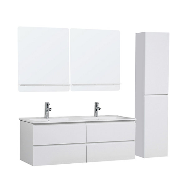 Ensemble meuble double vasque SORRENTO 120cm avec plan céramique