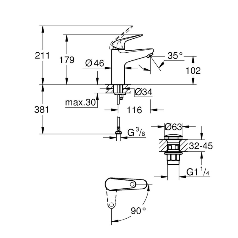 Mitigeur pour lavabo Swift M chrome GROHE