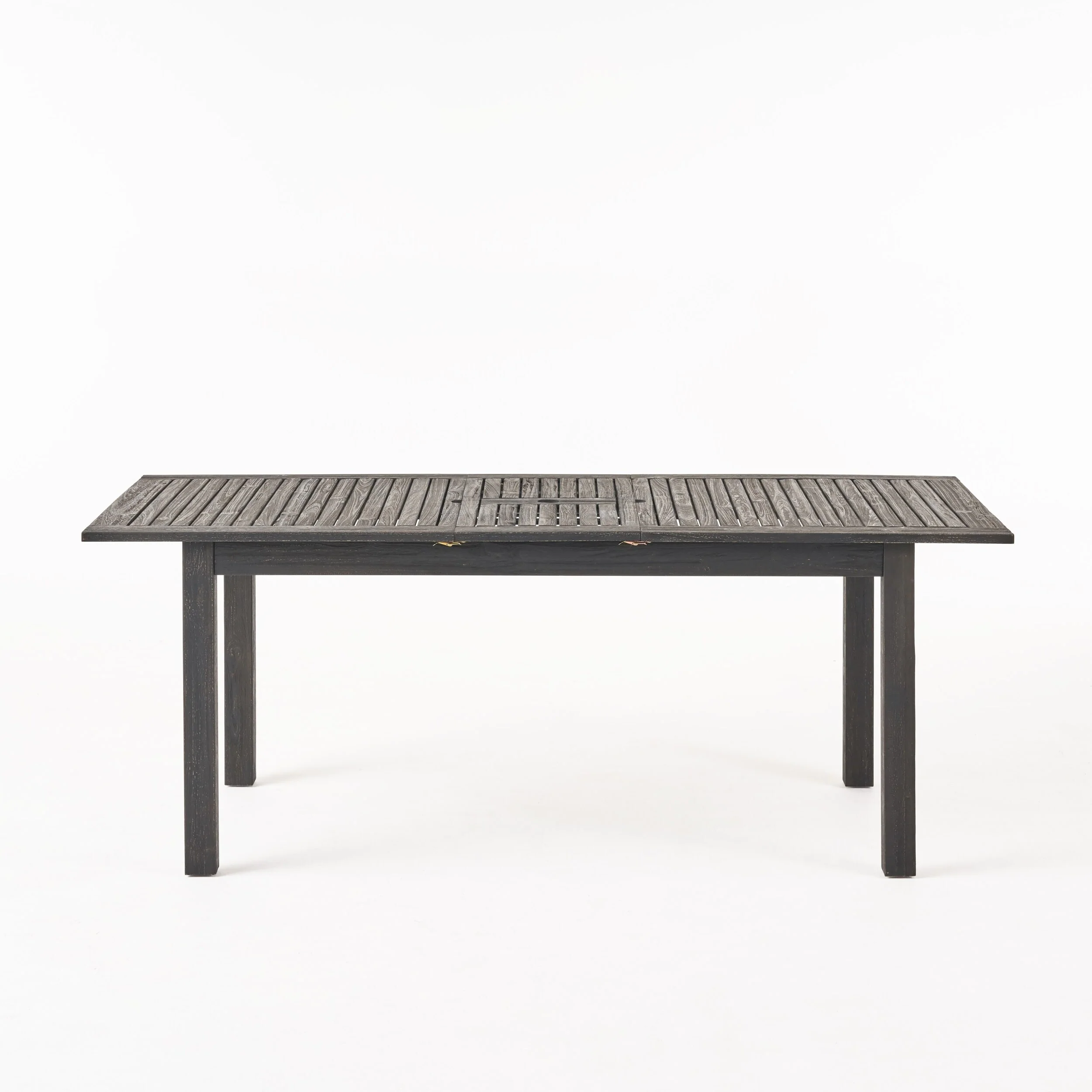 Outdoor Expandable Acacia Wood Dining Table, Dark Grey