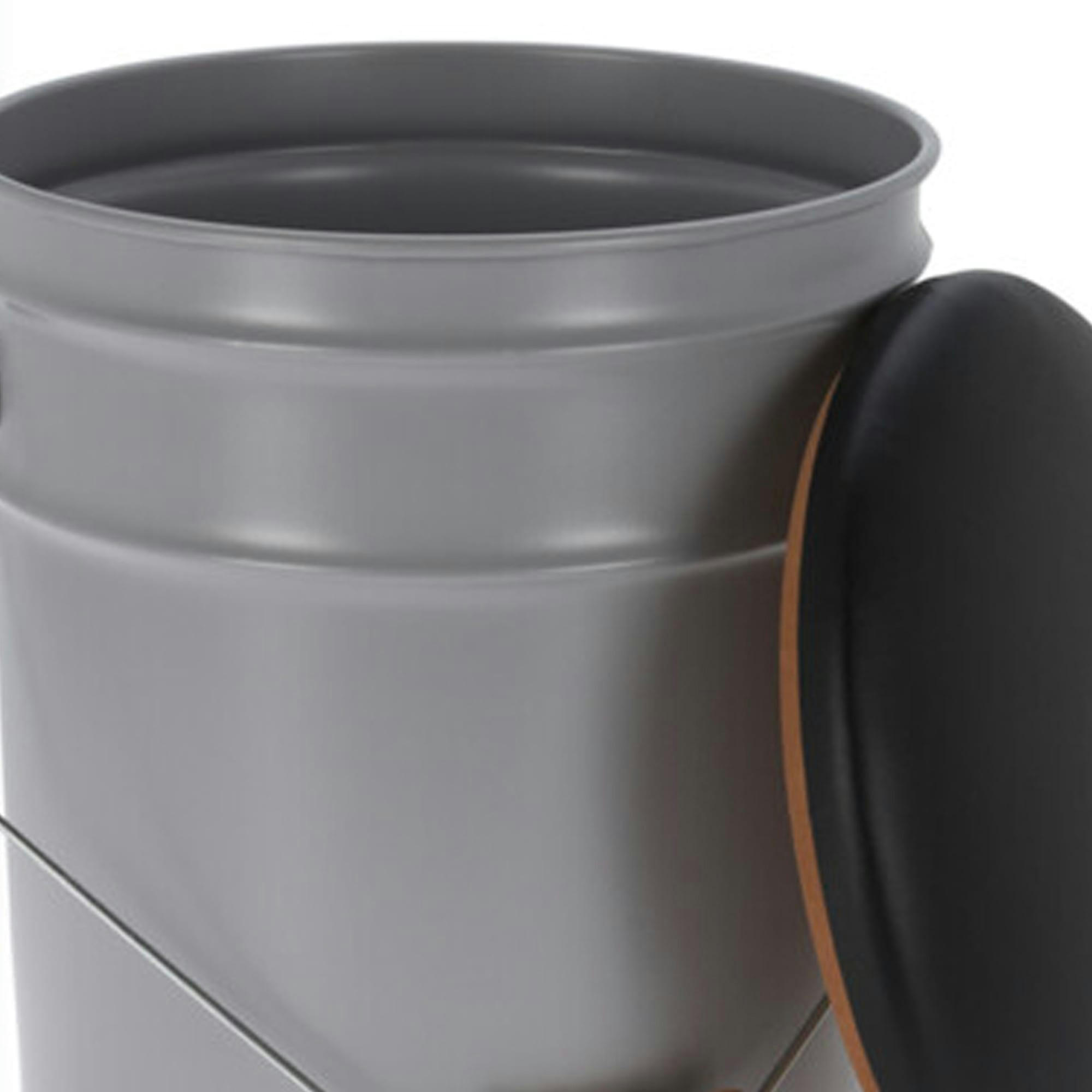 - Pouf bidon métal gris avec stockage 31x31x34cm