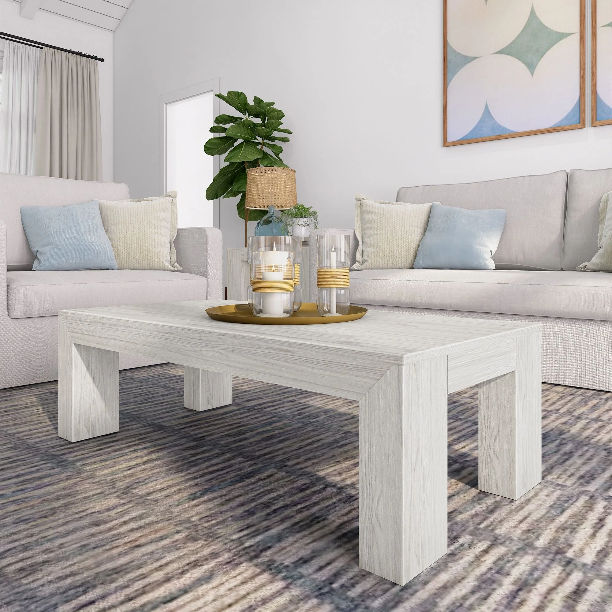 Plank and Beam Modern Rectangular Coffee Table - 48 x 24