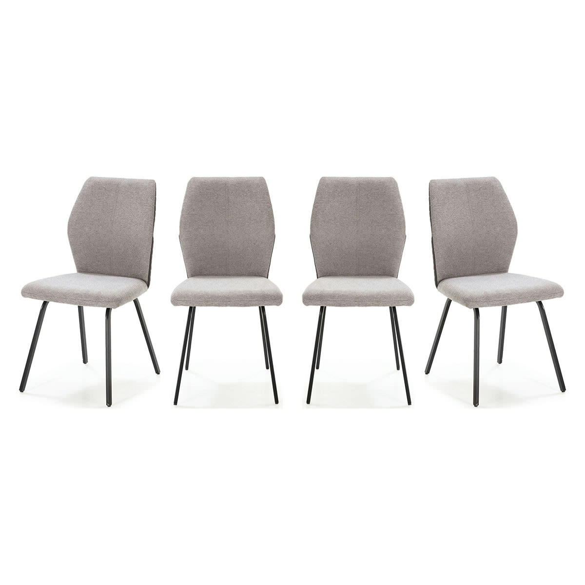 GARANCE - Lot de 4 chaises en tissu gris clair et simili cuir