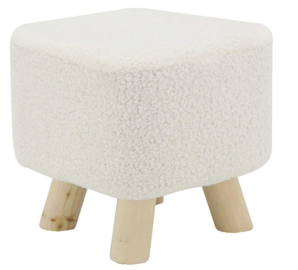 - Tabouret carré enfant en coton bouclettes