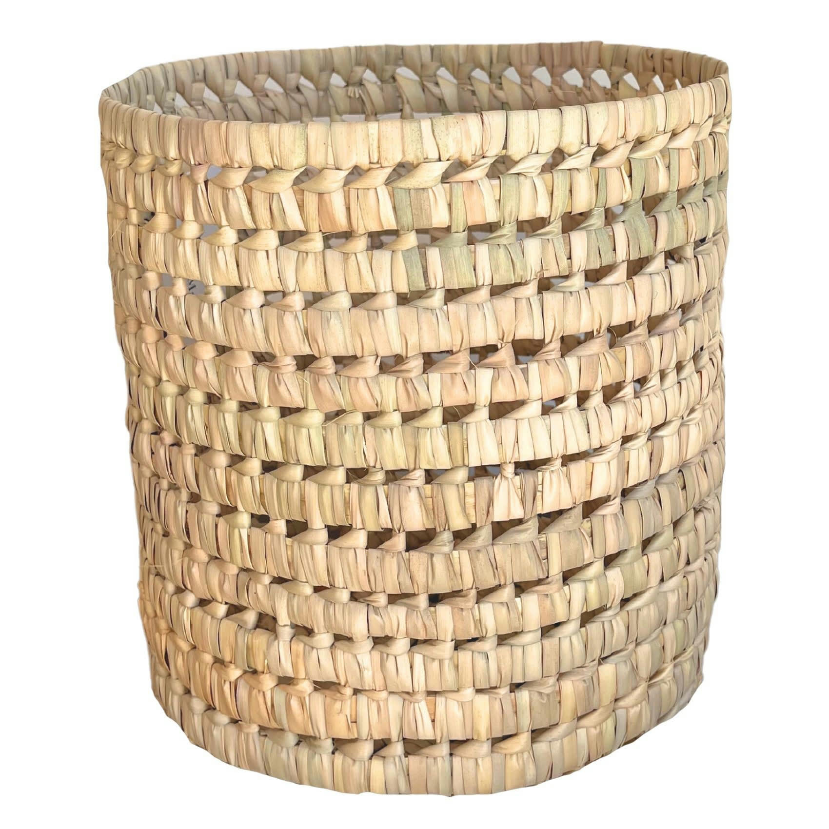 - Cache pot feuilles de palmier osier naturel 25 cm