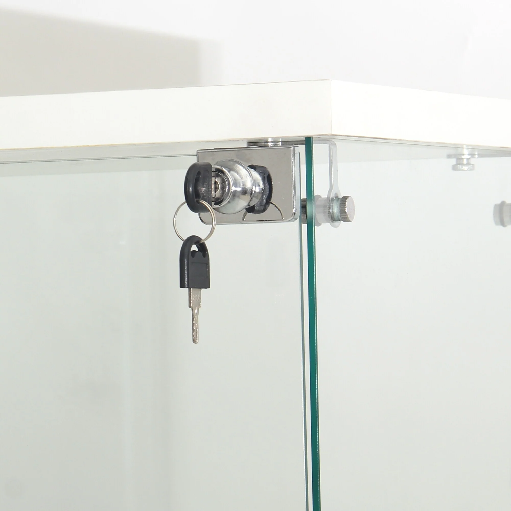 LED Glass Display Cabinet 4-Shelf with Door and Lock,Curio Cabinets Tempered Glass Floor Standing Bookshelf