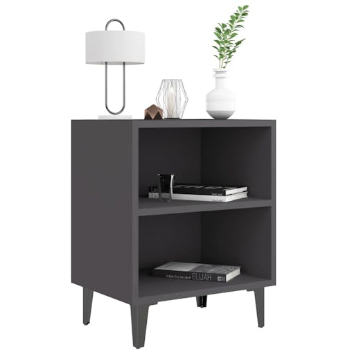 NNEVL Bed Cabinets with Metal Legs 2 pcs Grey 40x30x50 cm