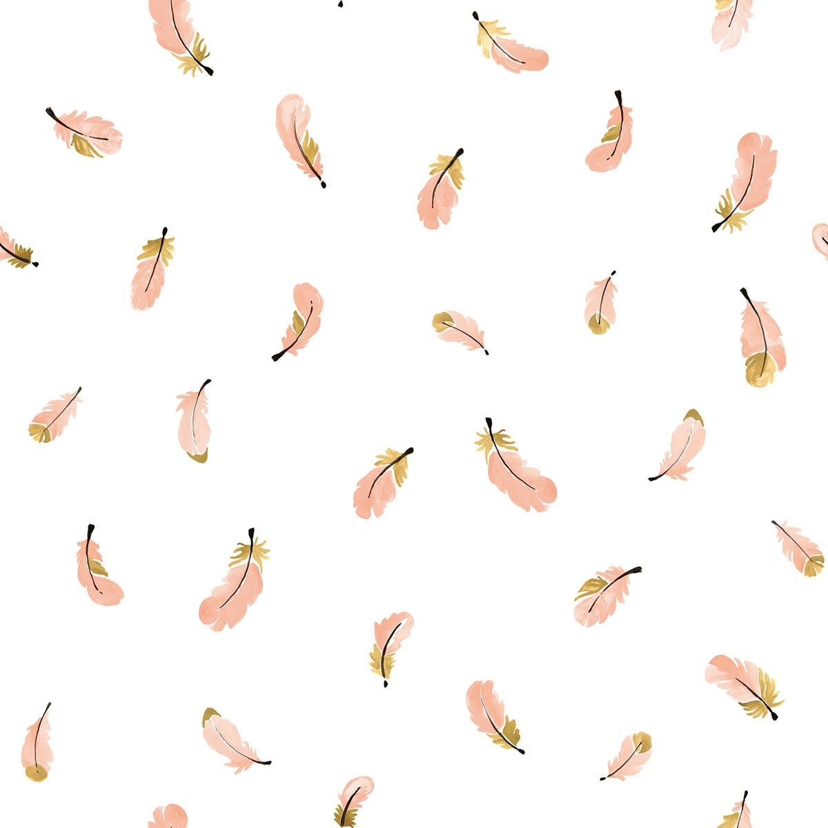 FLAMINGO - Papier peint plumes en Papier Rose 50cm x 10m