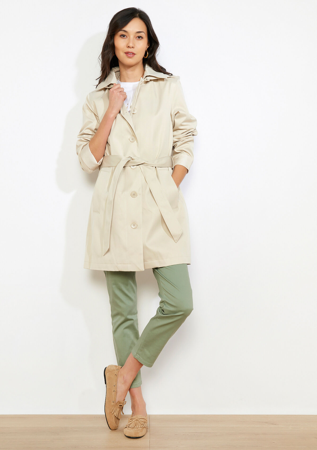 Trench met dubbele knopenrij