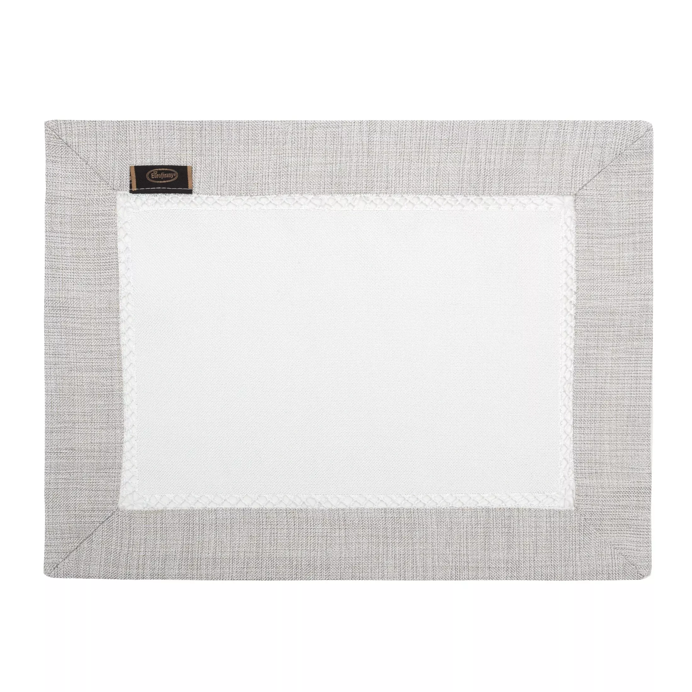 Komplet serwet 4 szt biało, srebrny 30x40 cm EMMA z mereżką i ozdobną listwą 4 szt