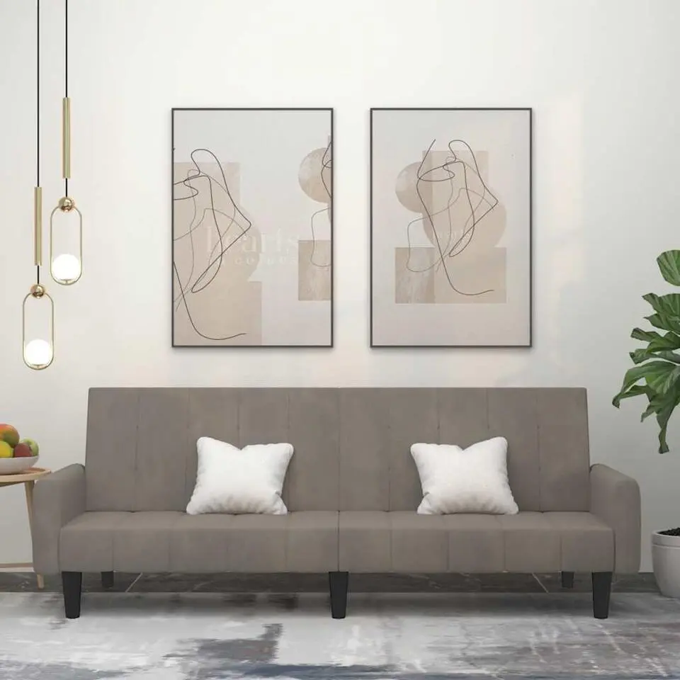 vidaXL Slaapbank met armleuningen en Klik-klak - Lichtgrijs fluweel - 220 cm