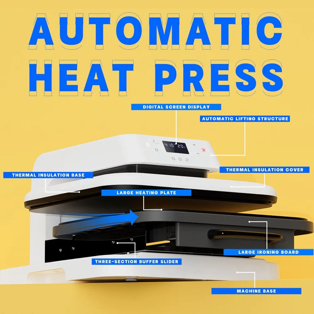 HTVRONT 1500W 15X15 Auto Heat Press Machine for Transfer Vinyl & Sublimation Project