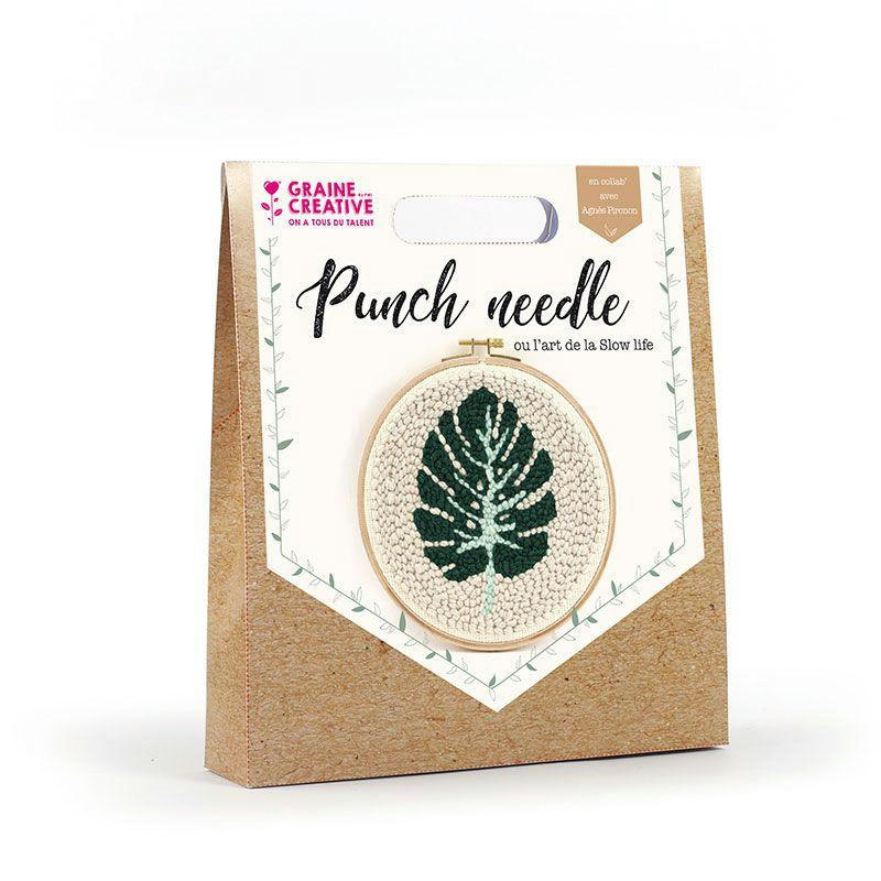DIY - Coffret punch needle feuille tropicale D20cm