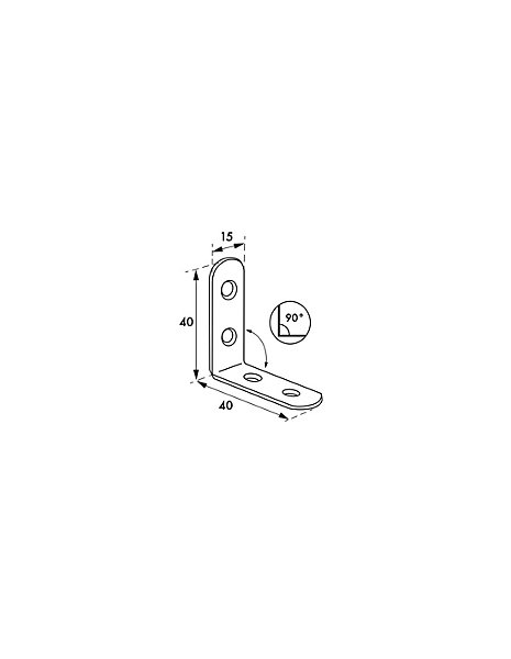 Equerre de chaise pour porte, 40x40x15mm, acier zingué - THIRARD