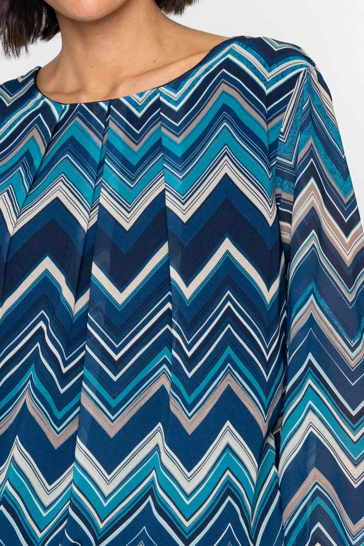 Long Sleeve Navy Printed Blouse