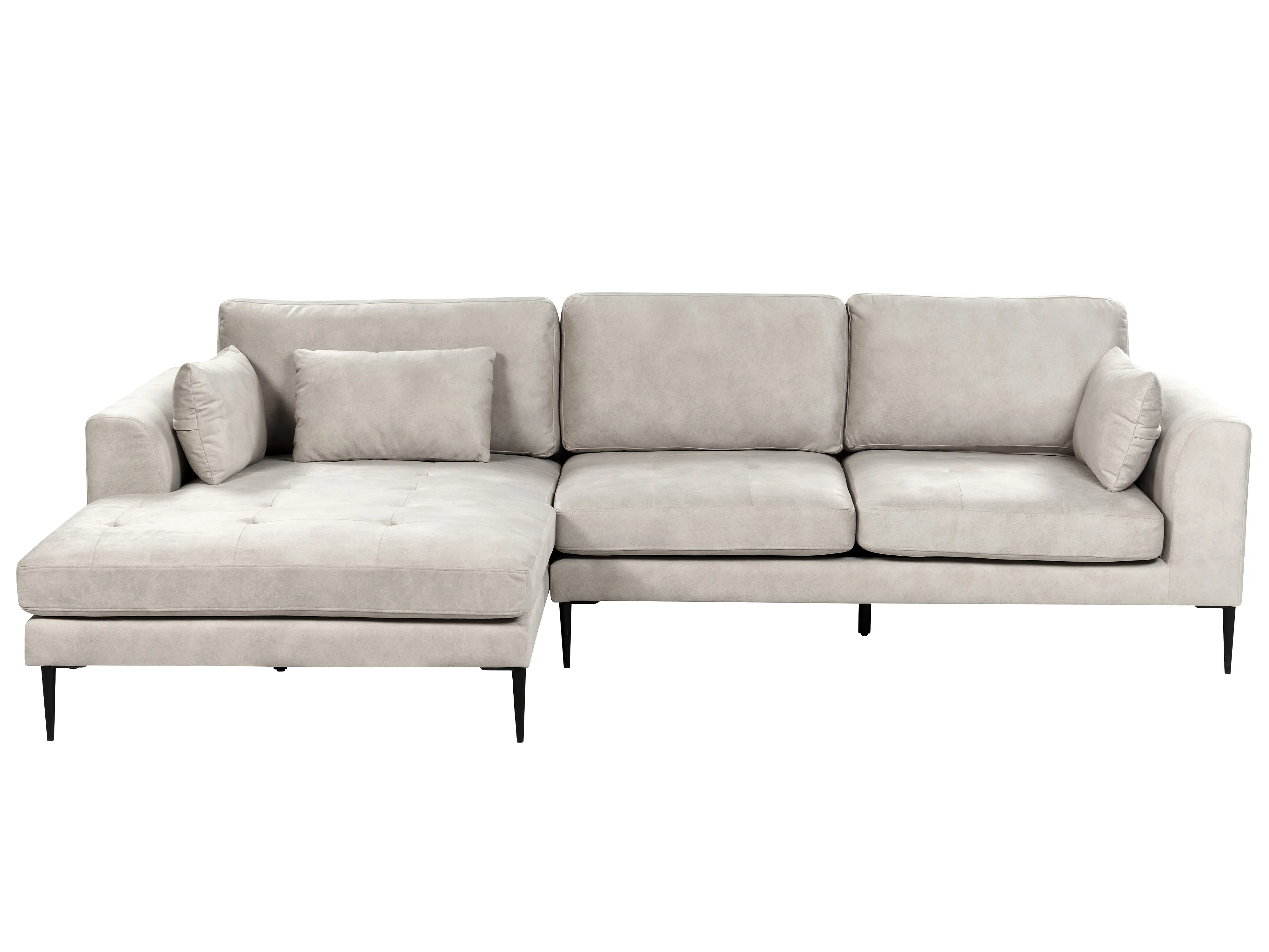 Corner Sofa 3 Seater FLAM Velvet Grey Left Hand