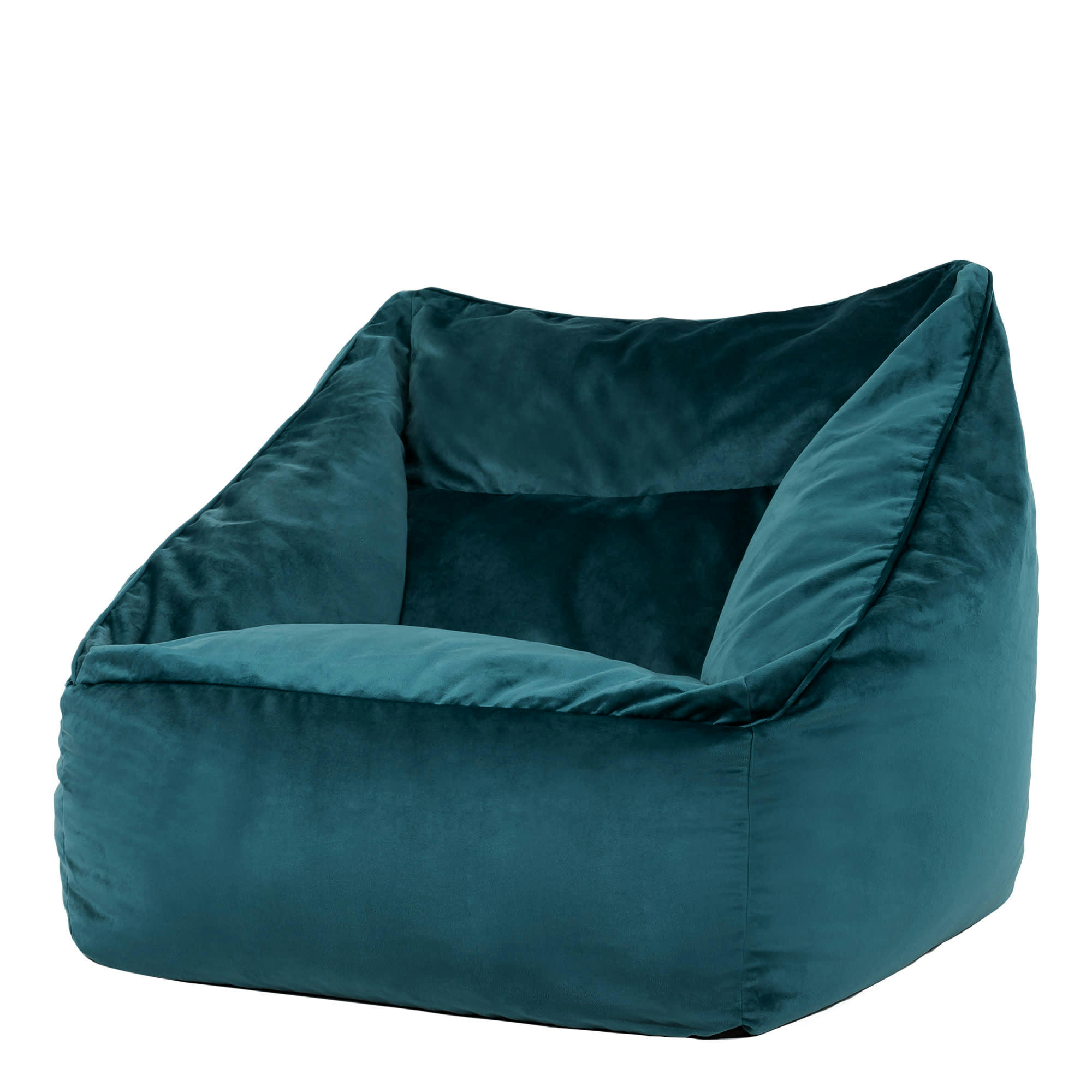NATALIA - Pouf fauteuil velours bleu canard