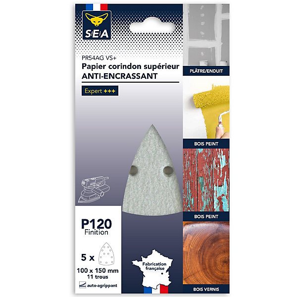Papier abrasif anti-encrassant delta 100 x 150 mm grain 120, lot de 5