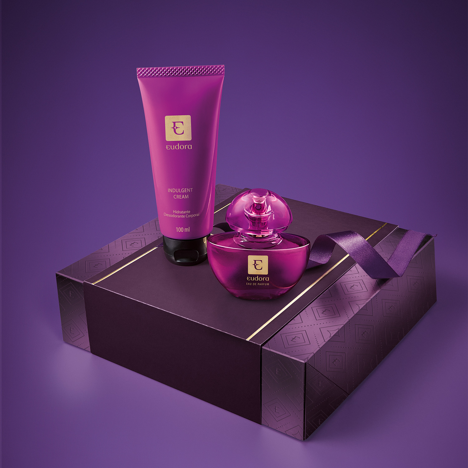Kit Presente Dia das Mães Roxo Miniatura: Eau de Parfum 35ml   Loção Desodorante Hidratante Corporal 100ml