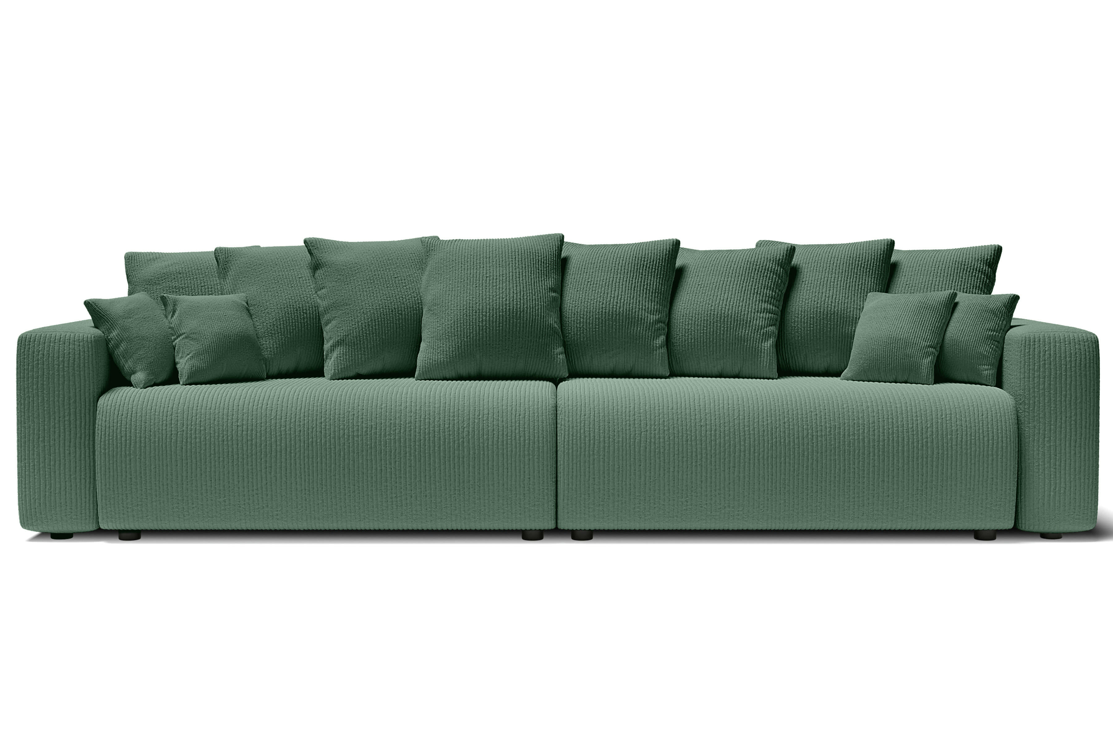 LEA - Canapé droit XL convertible en velours côtelé 5 places vert