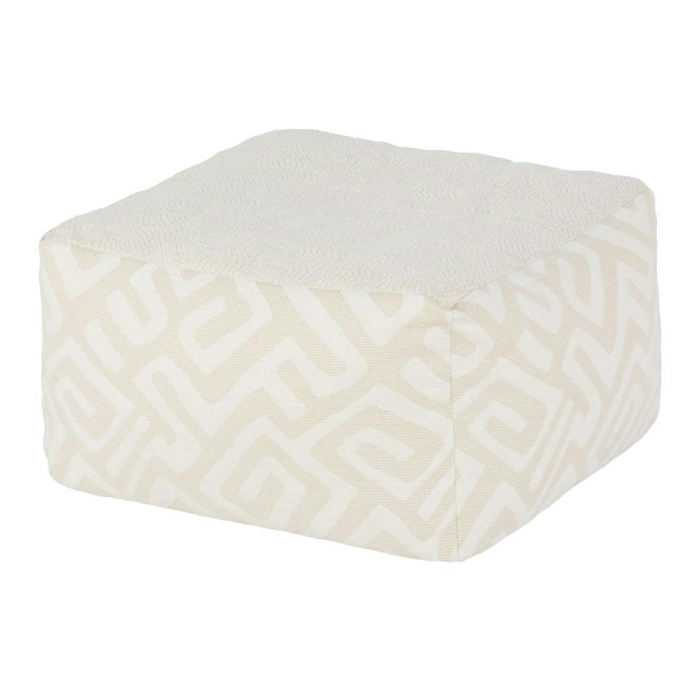 - Pouf carré en coton écru